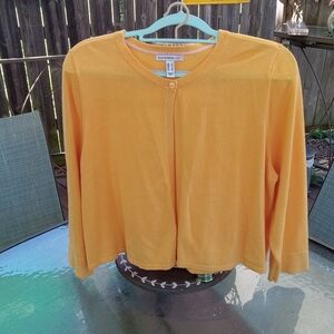 Isaac Mizrahi Cropped One-Button Cardigan, Yellow, L